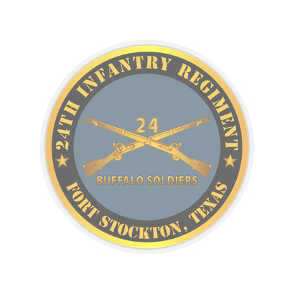 Kiss-Cut Stickers - Army - 24th Infantry Regiment - Fort Stockton, TX - Buffalo Soldiers w Inf Branch X 300