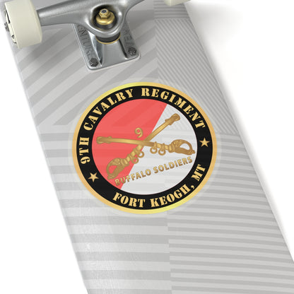 Kiss-Cut Stickers - Army - 9th Cavalry Regiment - Fort Keogh,  MT - Buffalo Soldiers w Cav Branch