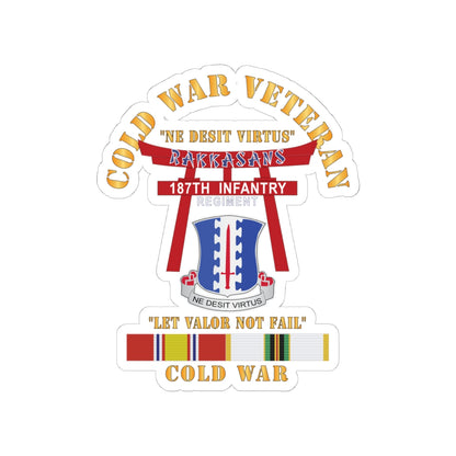 Kiss-Cut Stickers - Army - Cold War Veteran - 187th Infantry Regiment - Torii, Rakkasans, Let Valor Not Fail, English, Latin w COLD SVC