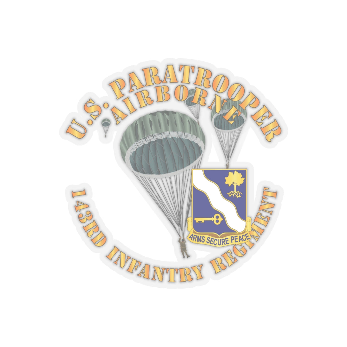 Kiss-Cut Stickers - Army - US Paratrooper - 143rd Infantry Regiment X 300