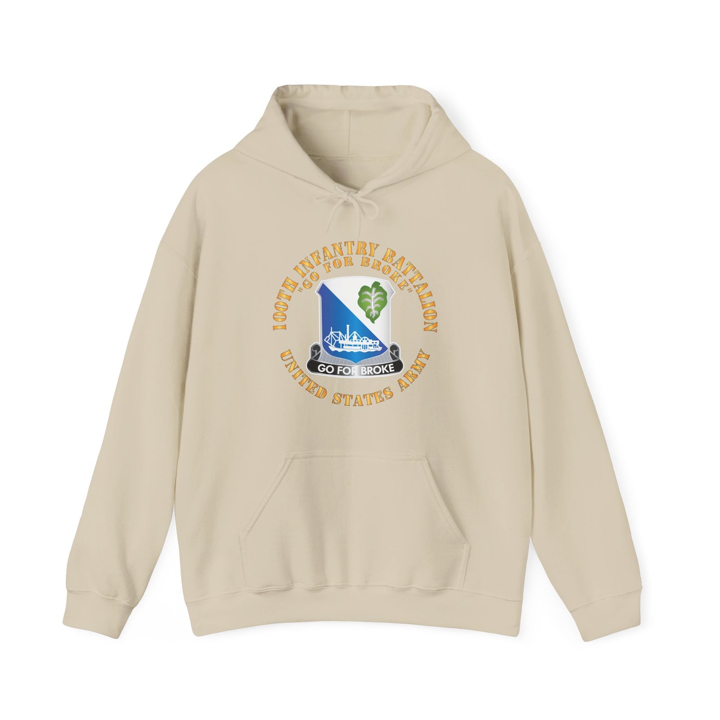 Unisex Heavy Blend™ Hooded Sweatshirt - Army - 100th Infantry Battalion - DUI - Go for Broke X 300