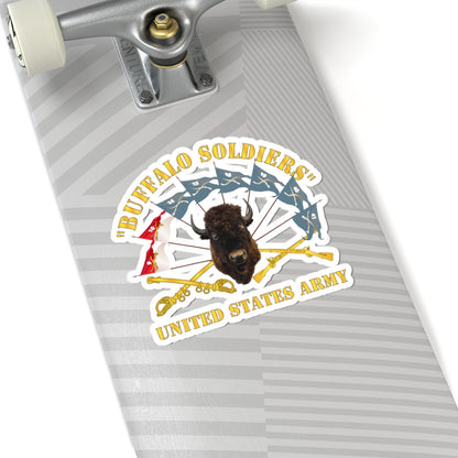 Kiss-Cut Stickers - Army - Buffalo Soldiers - Infantry - Cavalry Guidons w Buffalo Head - US Army
