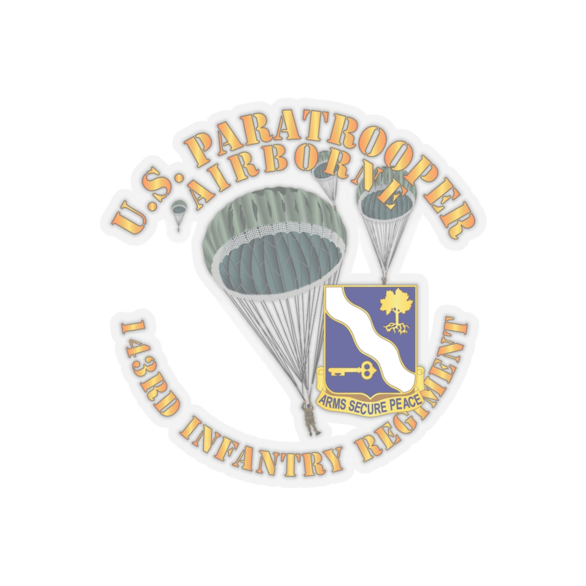 Kiss-Cut Stickers - Army - US Paratrooper - 143rd Infantry Regiment X 300