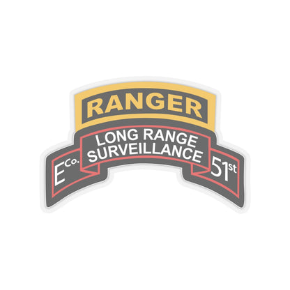 Kiss-Cut Stickers - Army - Airborne Ranger - E Company- 51st Infantry (Ranger) w Ranger Tab