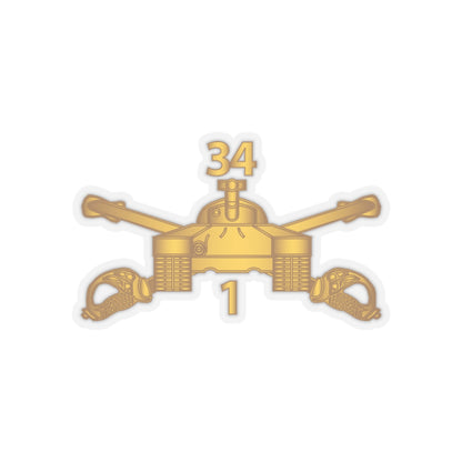 Kiss-Cut Stickers - Army - 1st Bn 34th Armor - Armor Branch wo Txt