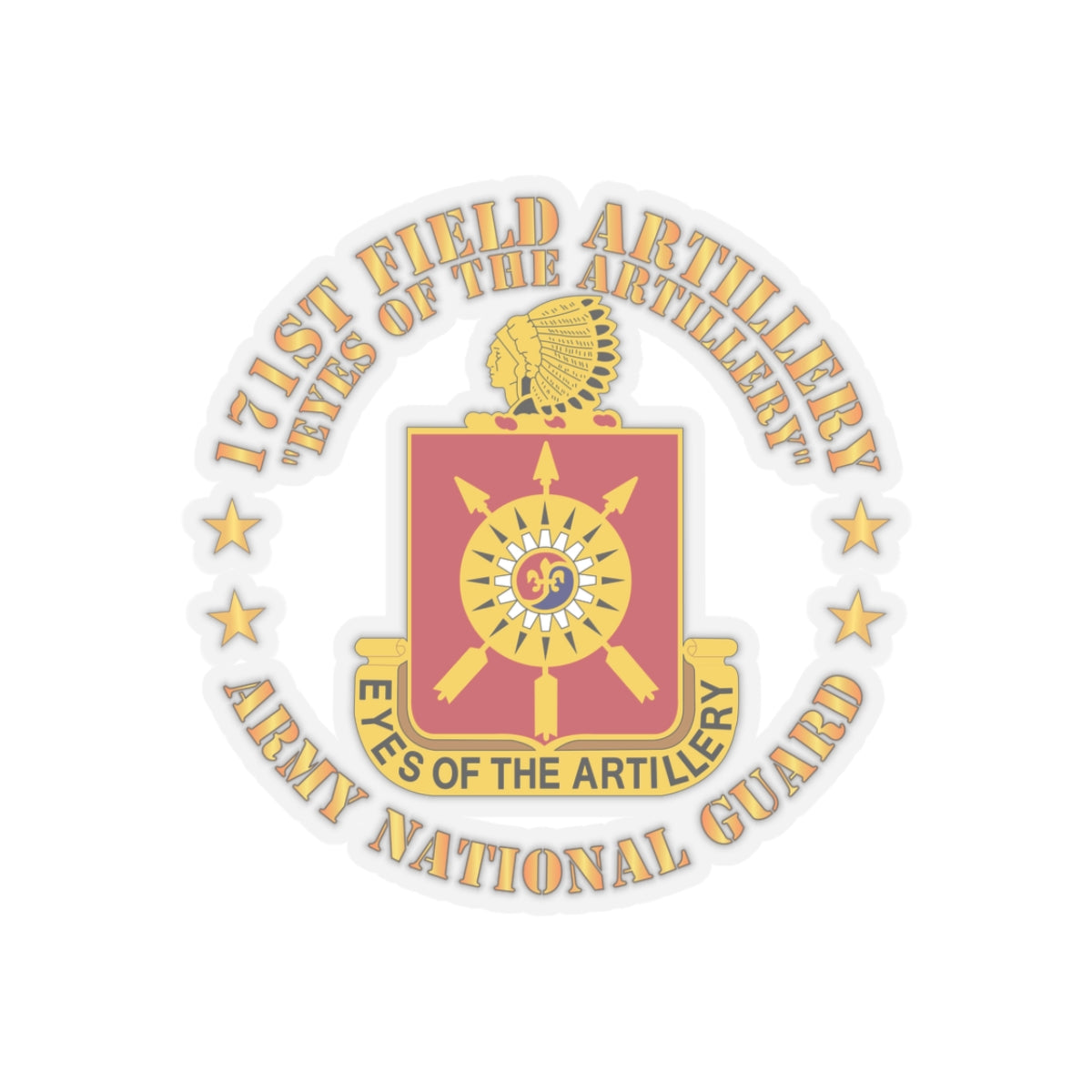 Kiss-Cut Stickers - Army - 171st Field Artillery - Eyes of the Artillery - ARNG - DUI  w FA Sep  X 300