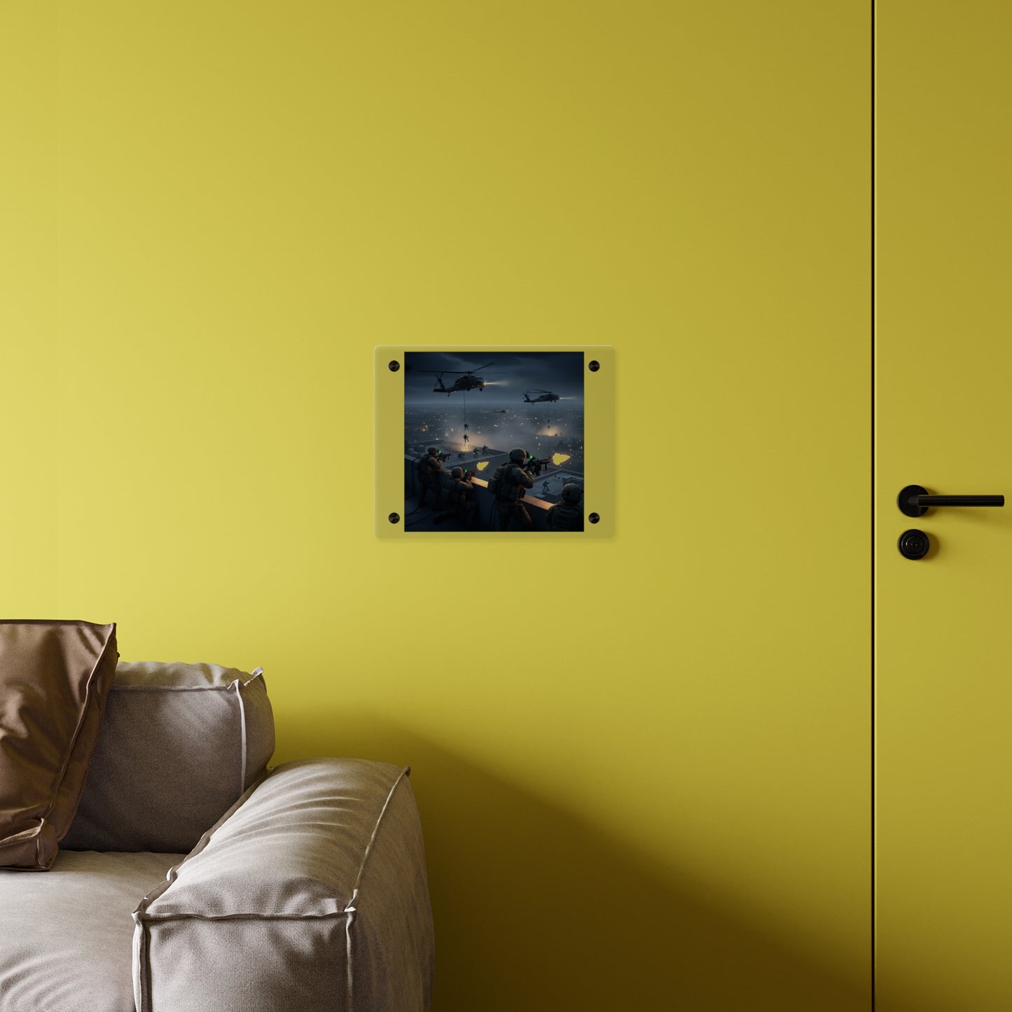 Acrylic Wall Art Panel - Night Air Assault by Army Rangers