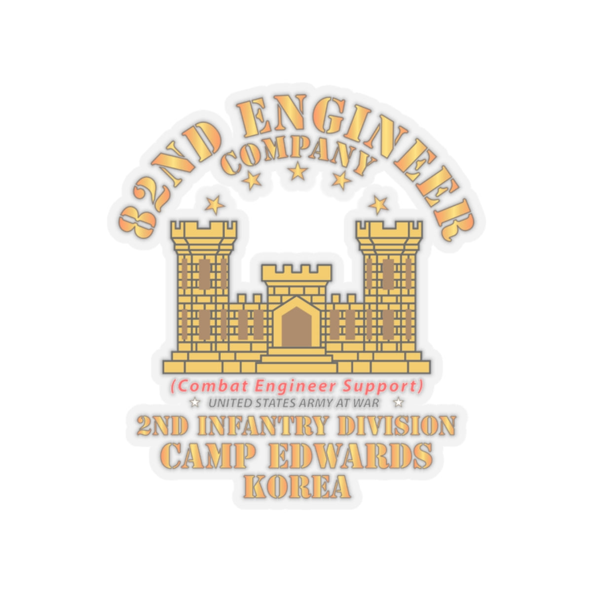 Kiss-Cut Stickers - Army - 82nd Engineer Company  - Camp Edwards -  Korea