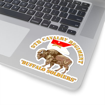 Kiss-Cut Stickers - Army - 9th Cavalry Regiment - Buffalo Soldiers w 9th Cav Guidon