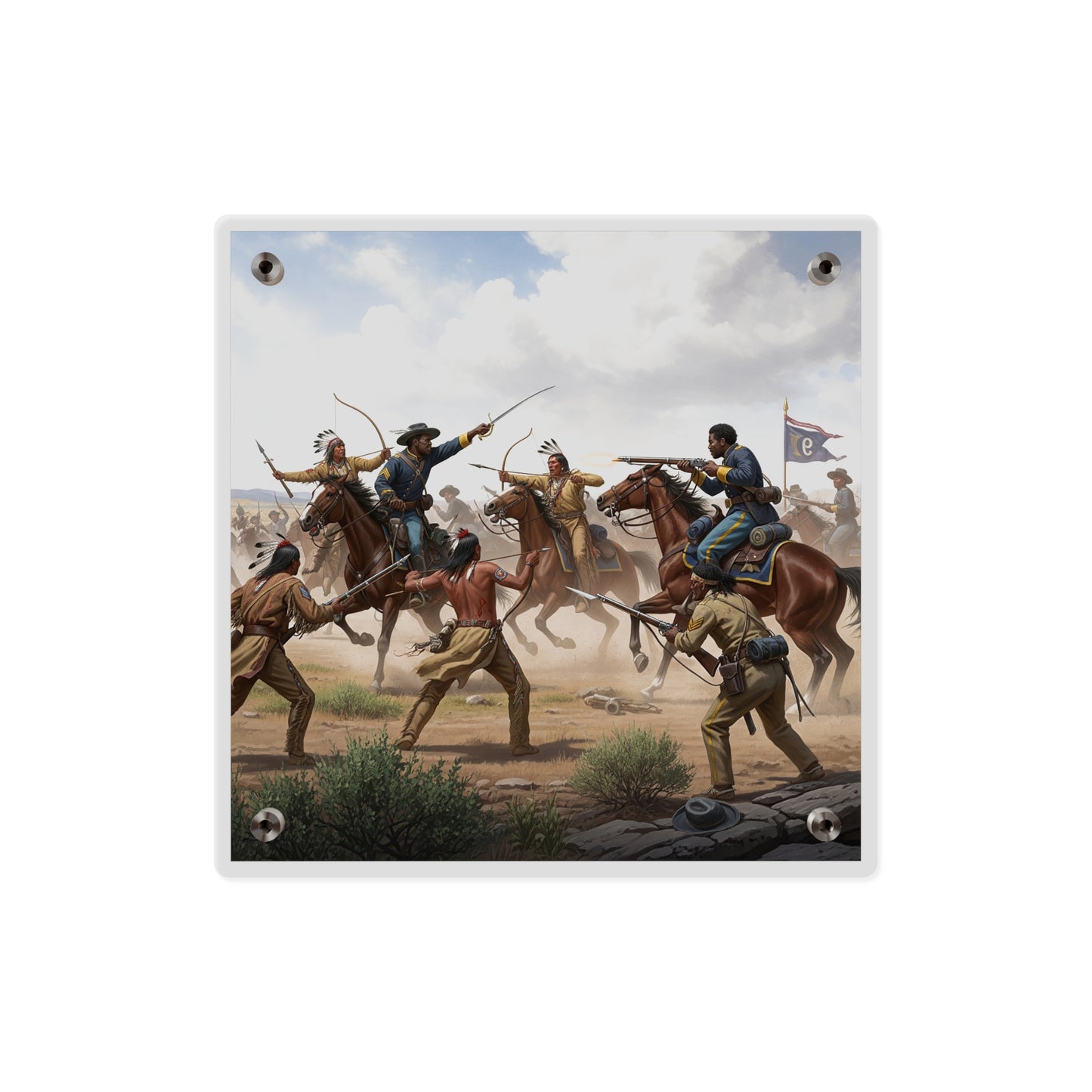 Acrylic Wall Art Panel - 9th Cavalry Regiment fighting Native Americans during the Indian Wars