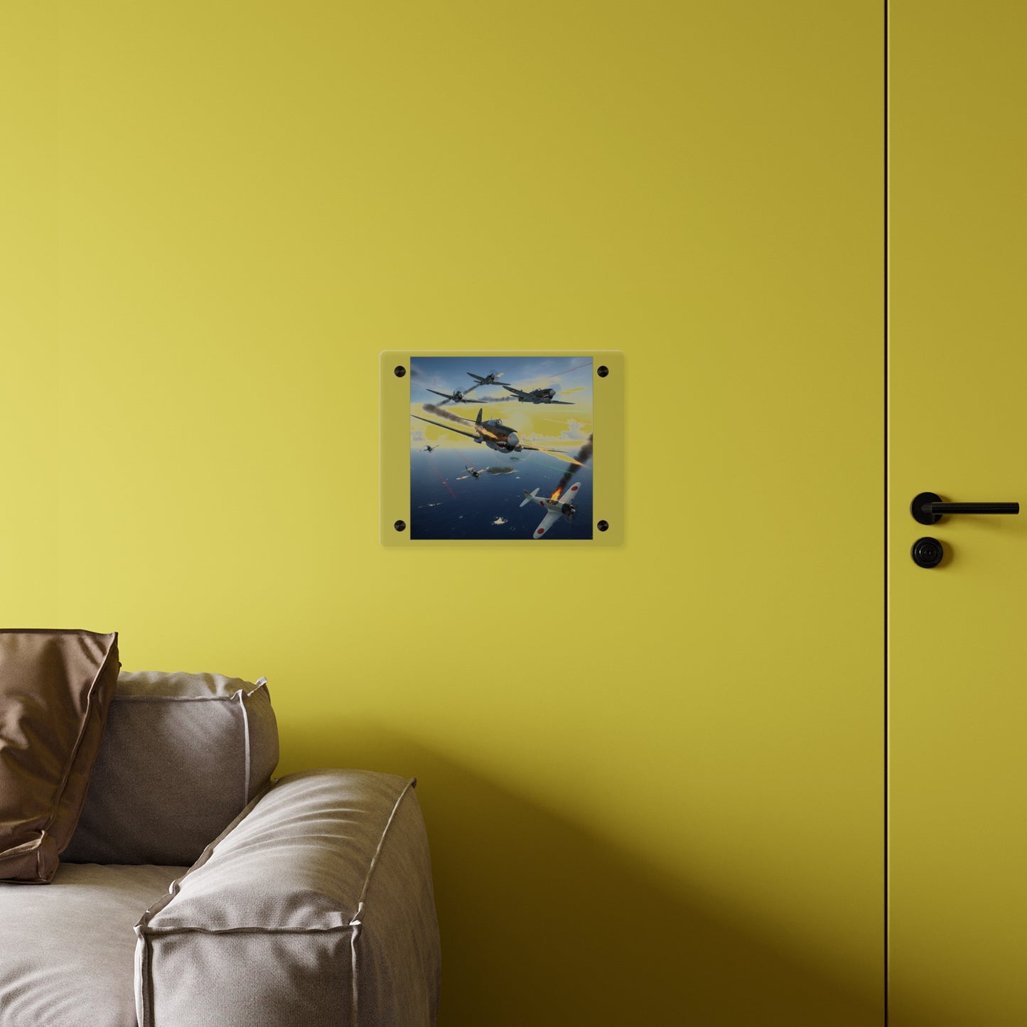 Acrylic Wall Art Panel - Curtis P-40 Kittyhawk w Machine Guns Blazing