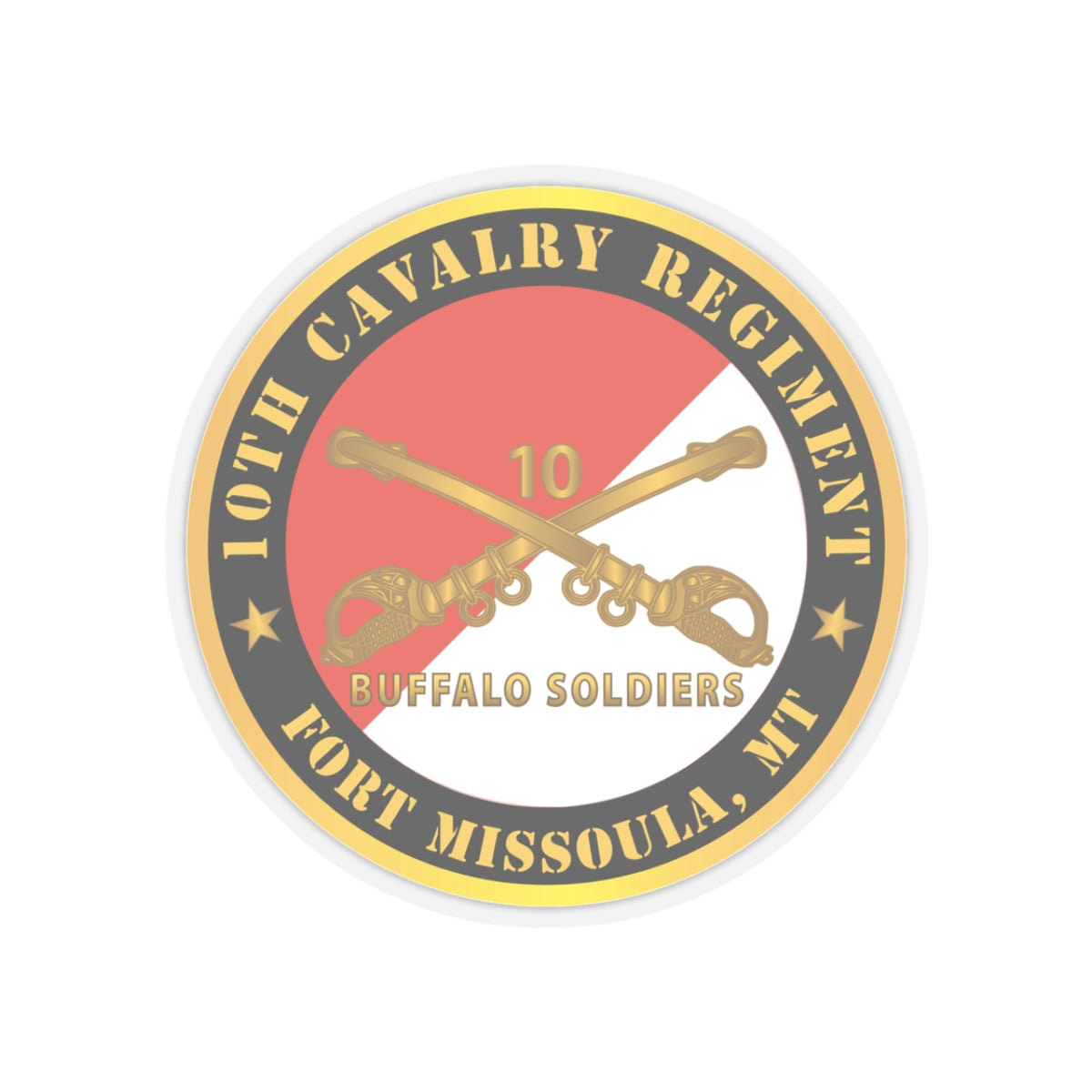 Kiss-Cut Stickers - Army - 10th Cavalry Regiment - Fort Missoula,  MT - Buffalo Soldiers w Cav Branch