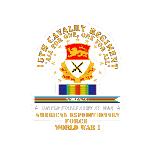 Kiss-Cut Stickers - Army - 15th Cavalry Regiment - All for One - AEF  w SVC WWI