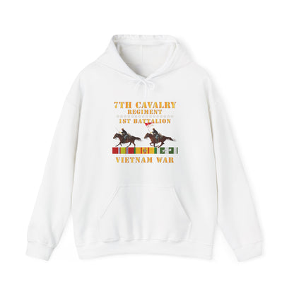 Unisex Heavy Blend™ Hooded Sweatshirt - Army - 1st Battalion,  7th Cavalry Regiment - Vietnam War wt 2 Cav Riders and VN SVC X300