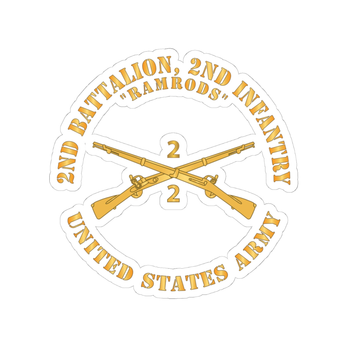 Kiss-Cut Stickers - Army - 2nd Battalion, 2nd Infantry Regiment Branch - Ramrods - US Army