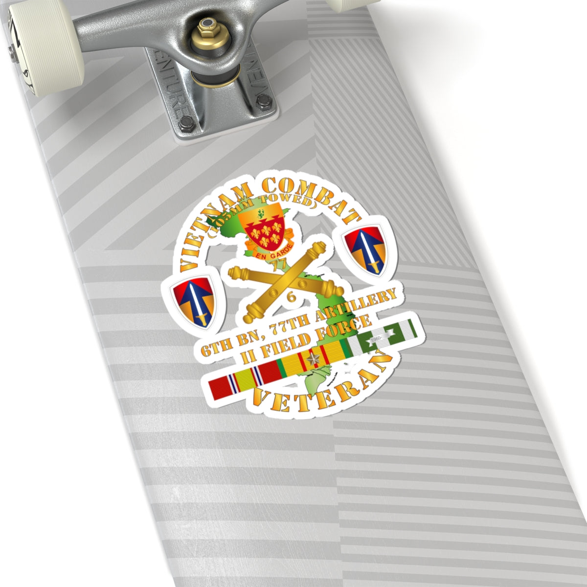 Kiss-Cut Stickers - Army - Vietnam Combat Veteran w 6th Bn 77th Artillery DUI - II Field Force w VN SVC