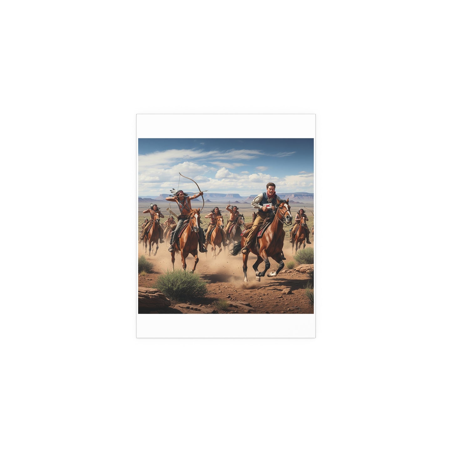 Indoor and Outdoor Silk Posters - Apache Indians attacking a Pony Express Rider