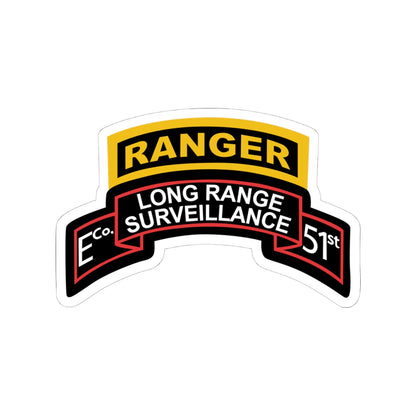 Kiss-Cut Stickers - Army - Airborne Ranger - E Company- 51st Infantry (Ranger) w Ranger Tab