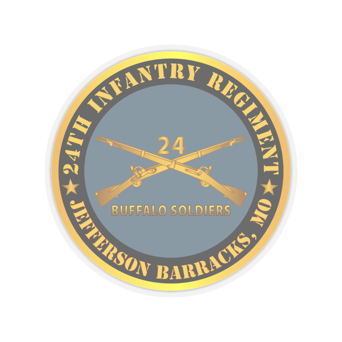 Kiss-Cut Stickers - Army - 24th Infantry Regiment - Jefferson Barracks, MO - Buffalo Soldiers w Inf Branch