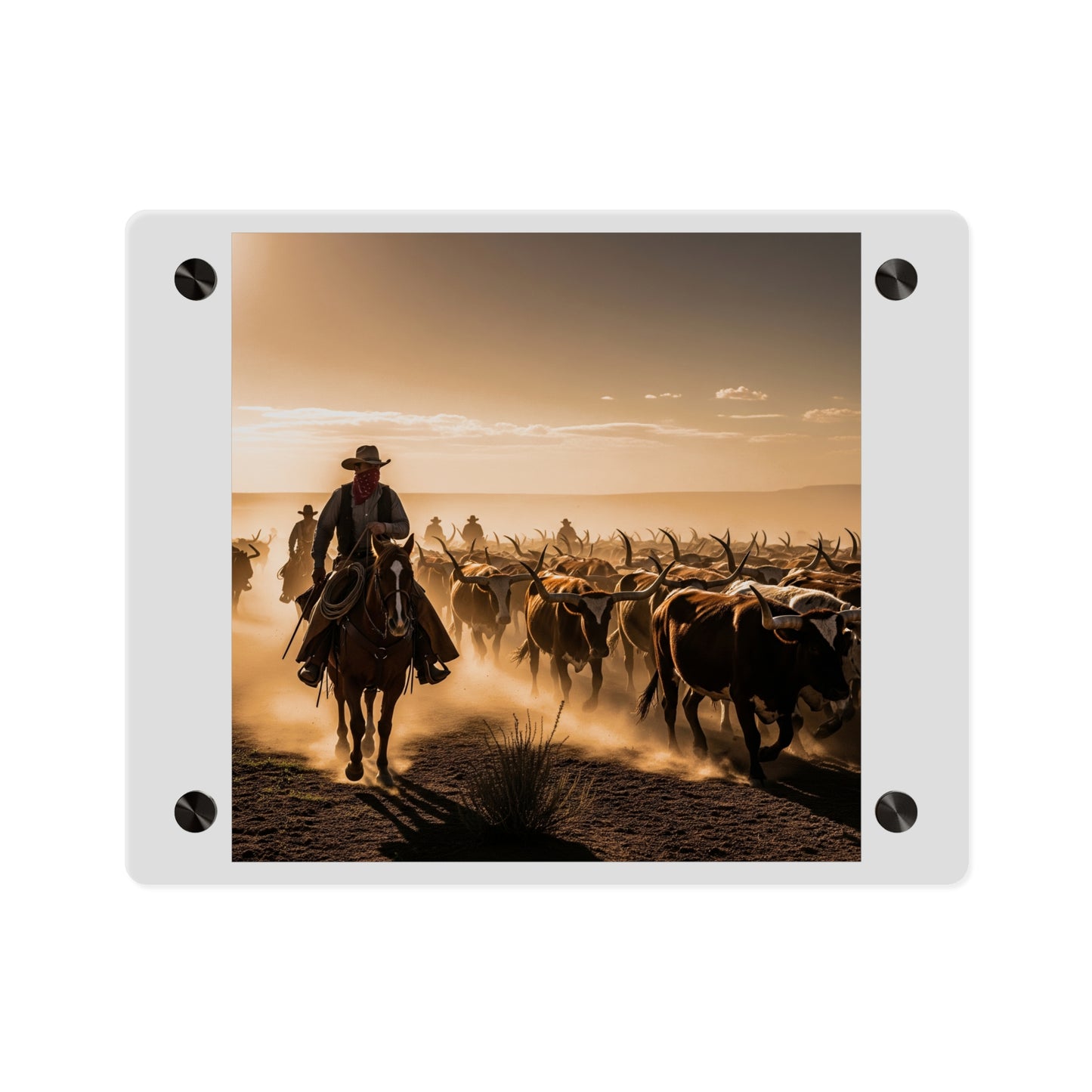 Acrylic Wall Art Panel - Dirty, dusty cattle drive in the Old West
