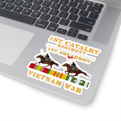 Kiss-Cut Stickers - Army - 1st Squadron, 1st Cavalry Regiment - Vietnam War wt 2 Cav Riders and VN SVC X300