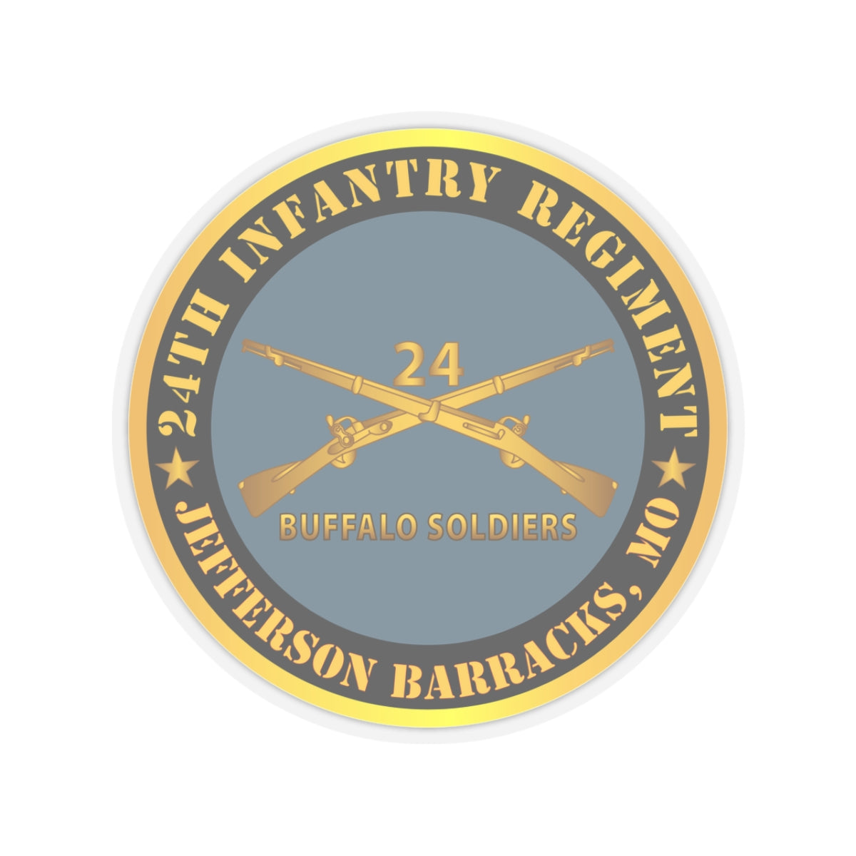Kiss-Cut Stickers - Army - 24th Infantry Regiment - Jefferson Barracks, MO - Buffalo Soldiers w Inf Branch