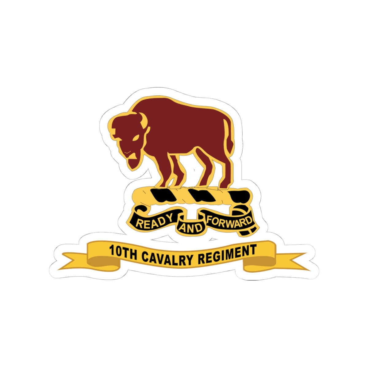 Kiss-Cut Stickers - Army  - 10th Cavalry Regiment w Ribbon X 300