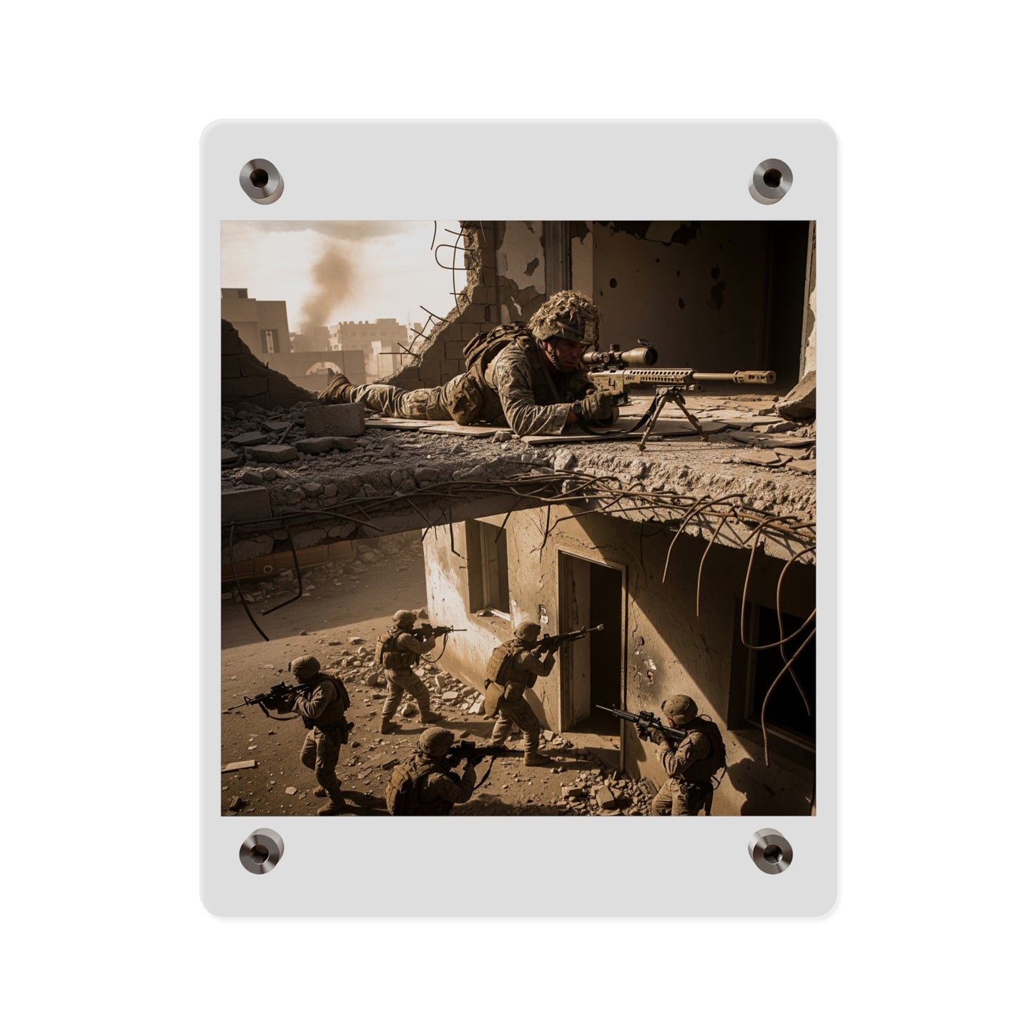 Acrylic Wall Art Panel - Marine Sniper Providing Overwatch for Breach Team