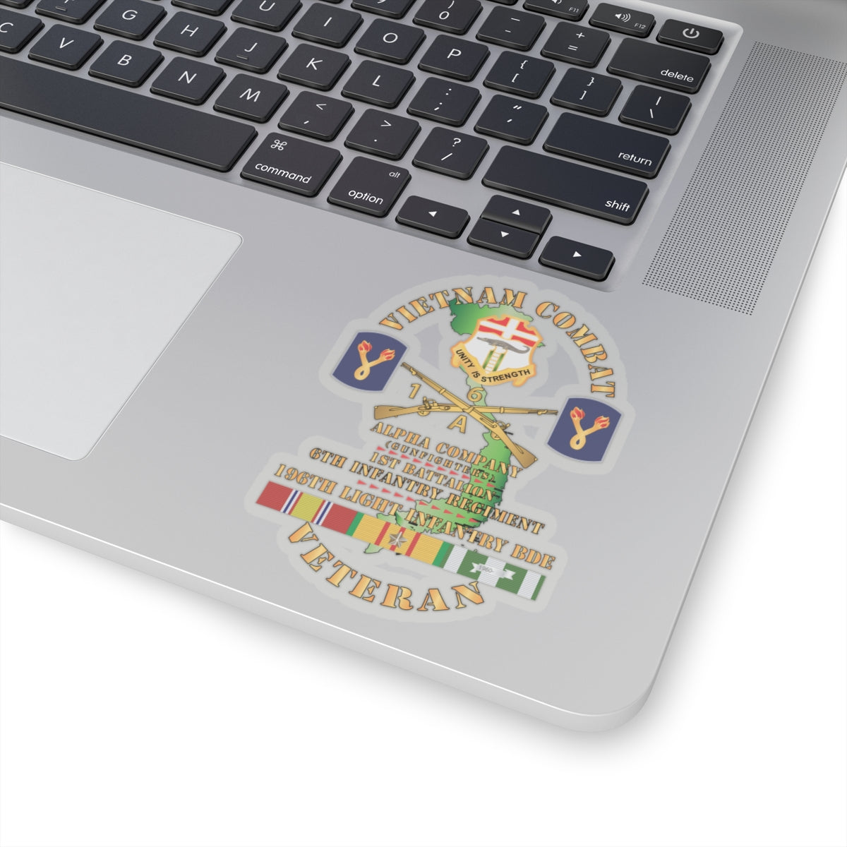 Kiss-Cut Stickers - Army - Vietnam Combat Vet w DUI - Br -  Alpha Co, 1st Bn, 6th Inf - LZ Center w 196th LIB w VN SVC X 300