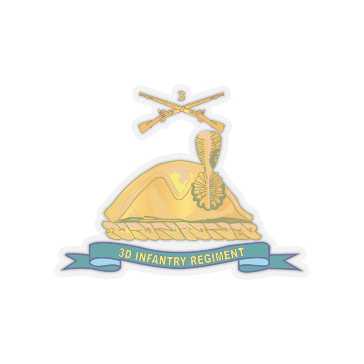 Kiss-Cut Stickers - Army - 3d Infantry Regiment - Gold - w Br - Ribbon