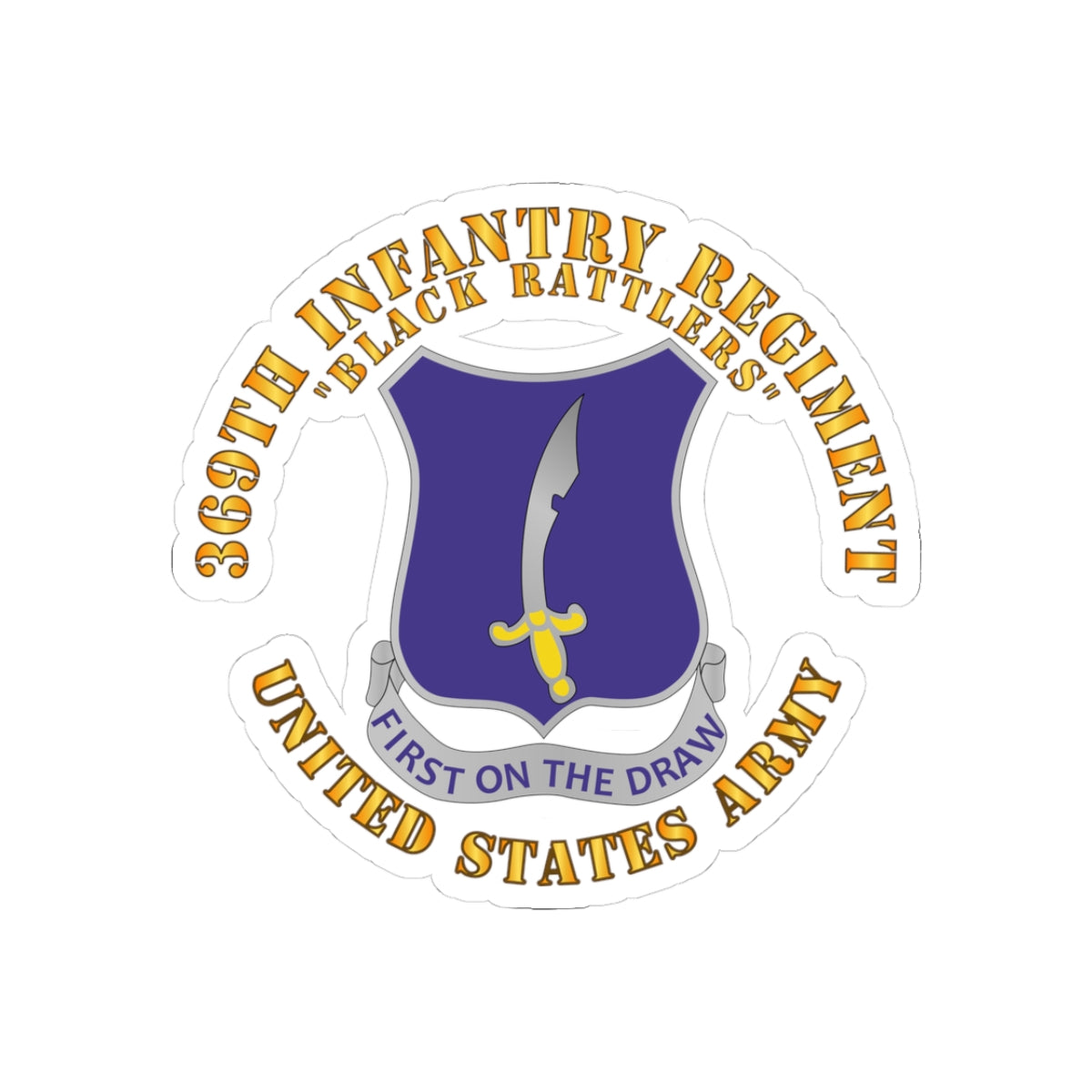 Kiss-Cut Stickers - Army - 369th Infantry Regiment - DUI - First Draw - Black Rattlers