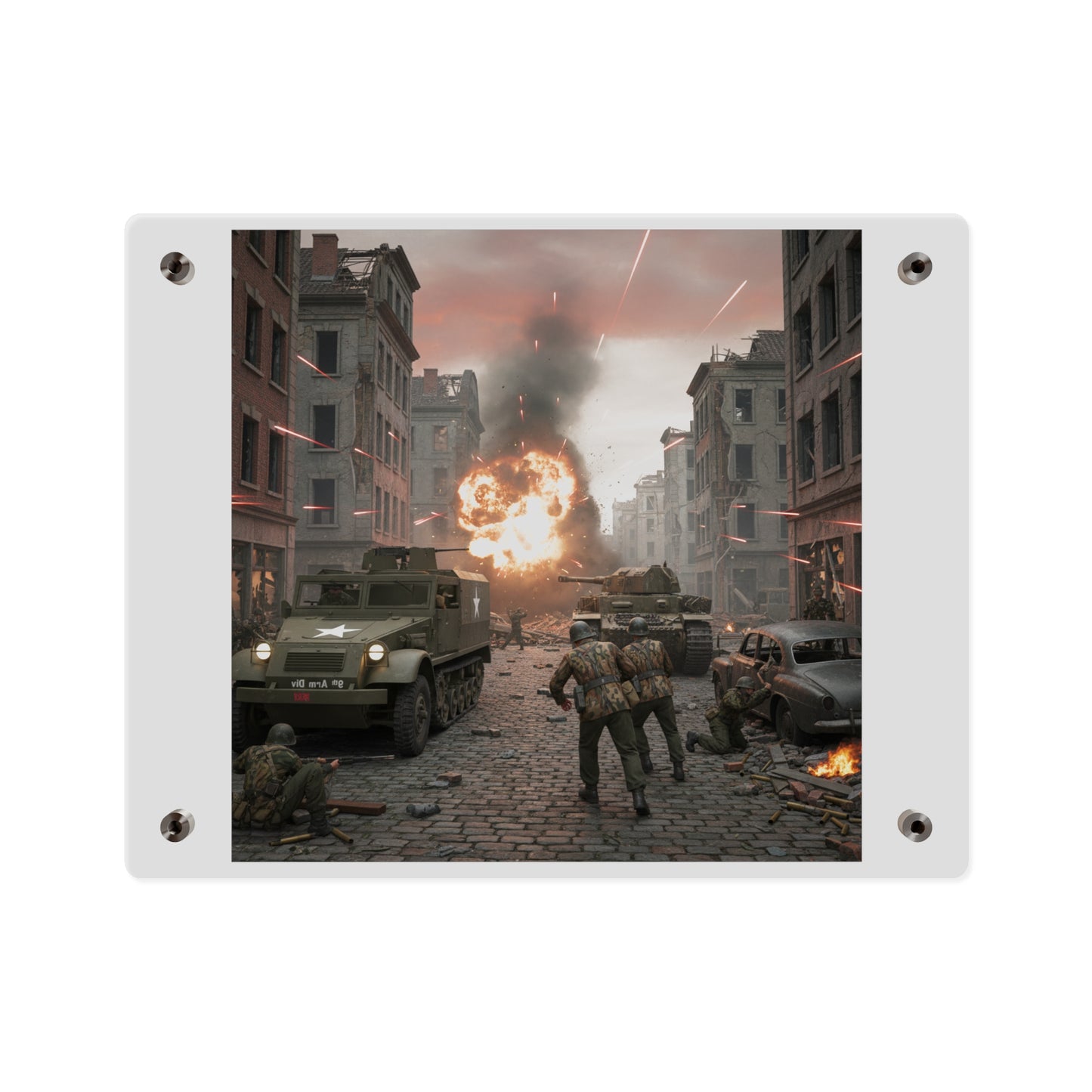 Acrylic Wall Art Panel - M3A1 - 9th Armor Division Attack - WWII