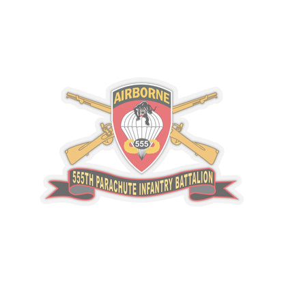 Kiss-Cut Stickers - Army - 555th Parachute Infantry Battalion - SSI - Black - Red w Br - Ribbon
