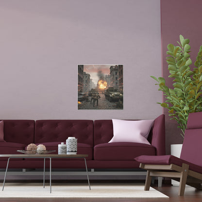 Indoor and Outdoor Silk Posters - M3A1 - 9th Armor Division Attack - WWII
