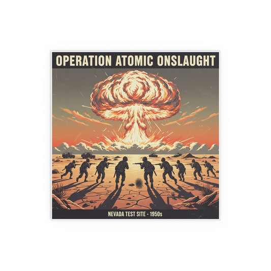 Indoor and Outdoor Silk Posters - Atomic Testing in Nevada Desert Operation Fury - Toward the attack