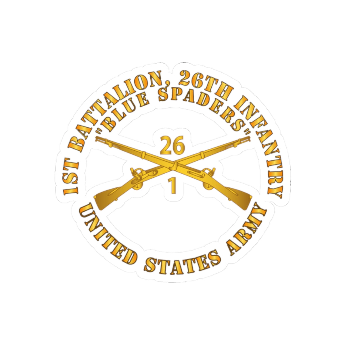 Kiss-Cut Stickers - Army - 1st Bn 26th Infantry Regiment - Blue Spaders w Infantry Br X 300