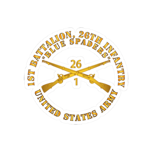 Kiss-Cut Stickers - Army - 1st Bn 26th Infantry Regiment - Blue Spaders w Infantry Br X 300