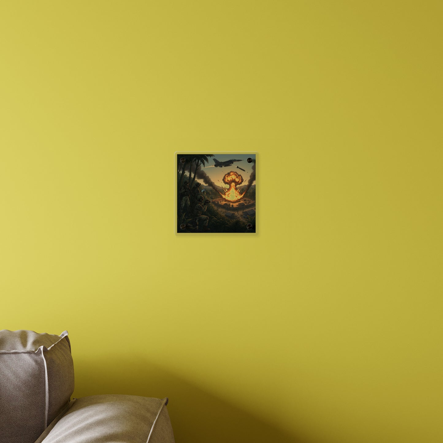 Acrylic Wall Art Panel - Jungle Drug Lab Destruction w Explosions