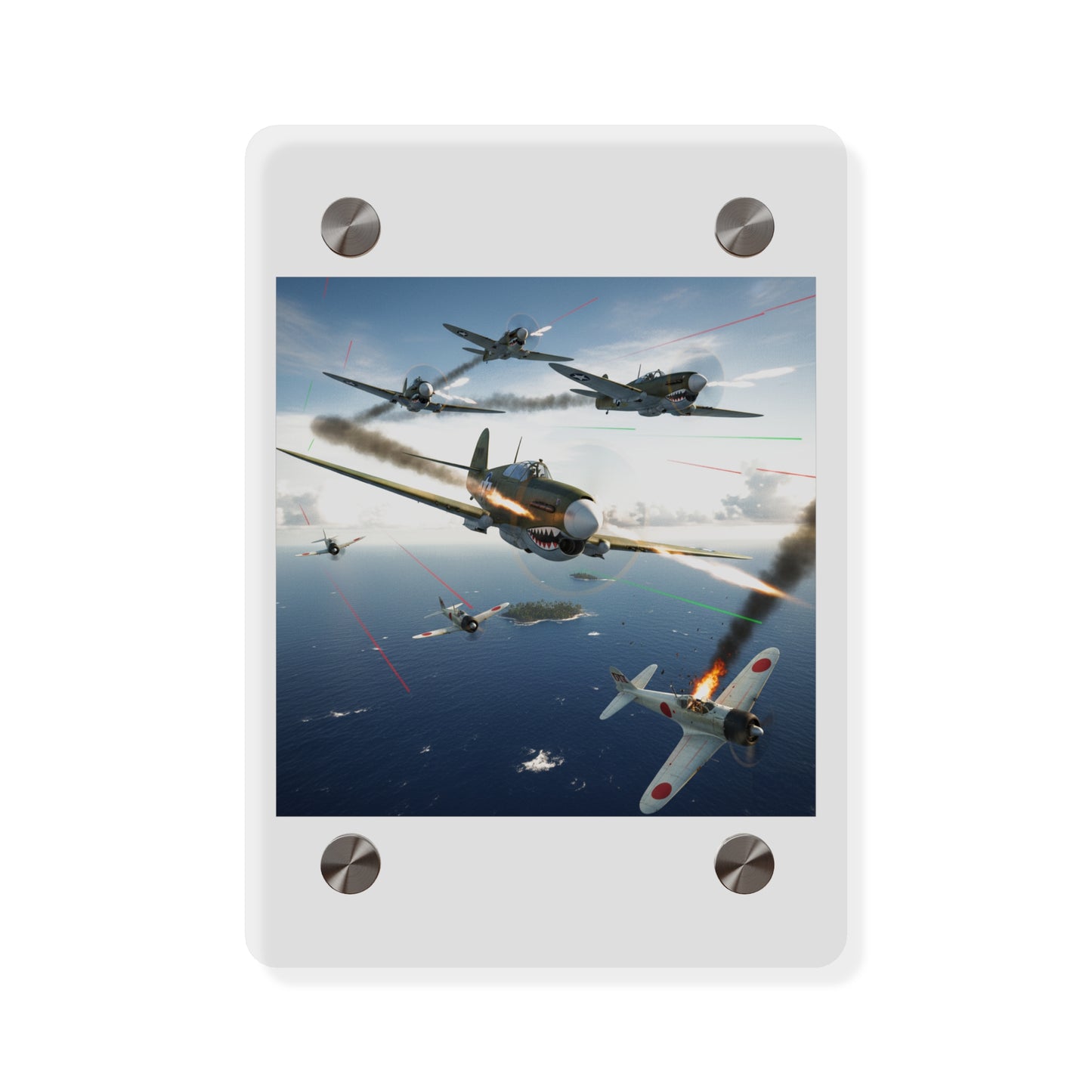 Acrylic Wall Art Panel - Curtis P-40 Kittyhawk w Machine Guns Blazing