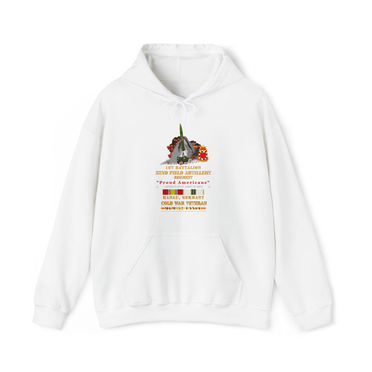Unisex Heavy Blend™ Hooded Sweatshirt - Army -  1st Bn, 32nd FAR, Hanau, Germany, MGM 52 - Lance - COLD X 300