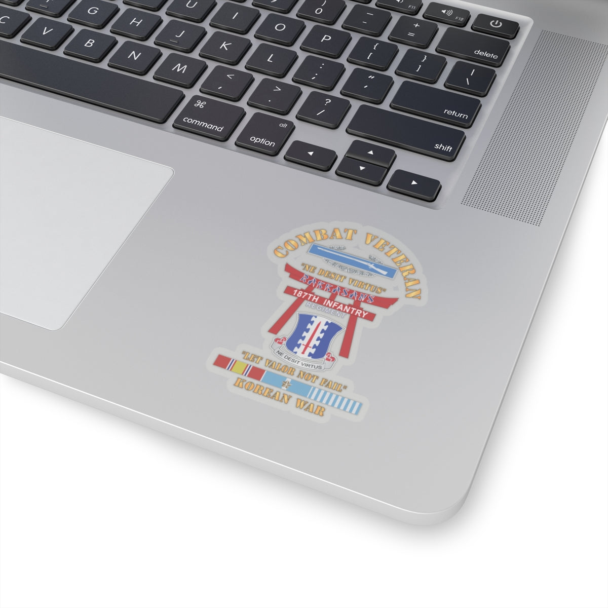 Kiss-Cut Stickers - Army - Combat Veteran - 187th Infantry Regiment - Torii, Rakkasans, Let Valor Not Fail, English, Latin w CIB w KOREA SVC