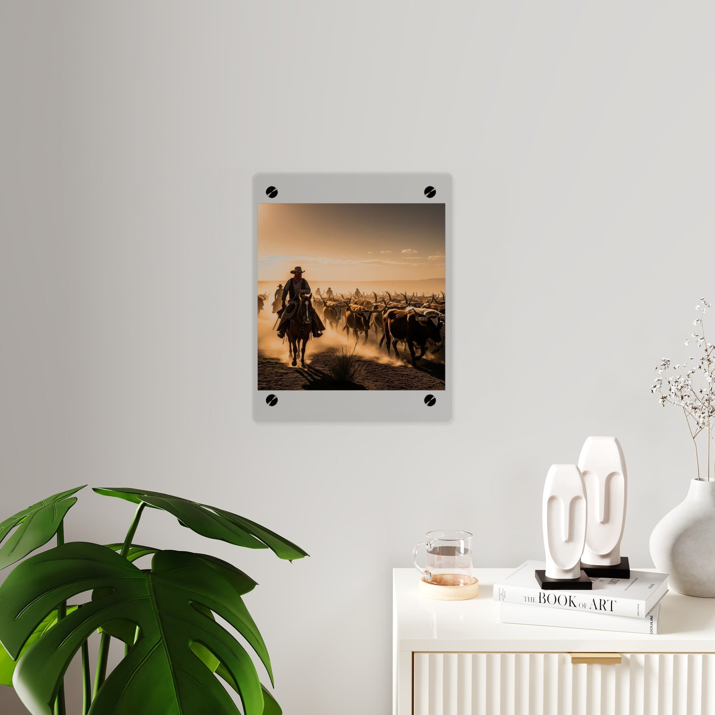 Acrylic Wall Art Panel - Dirty, dusty cattle drive in the Old West