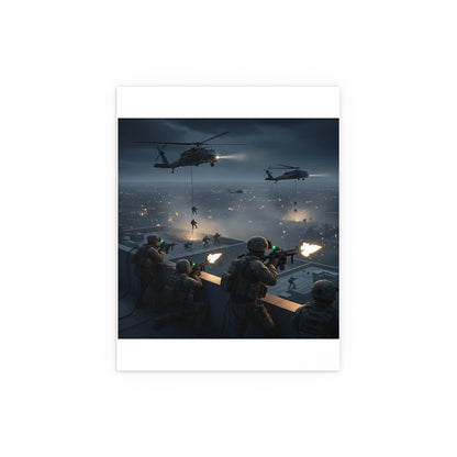 Indoor and Outdoor Silk Posters - Night Air Assault by Army Rangers