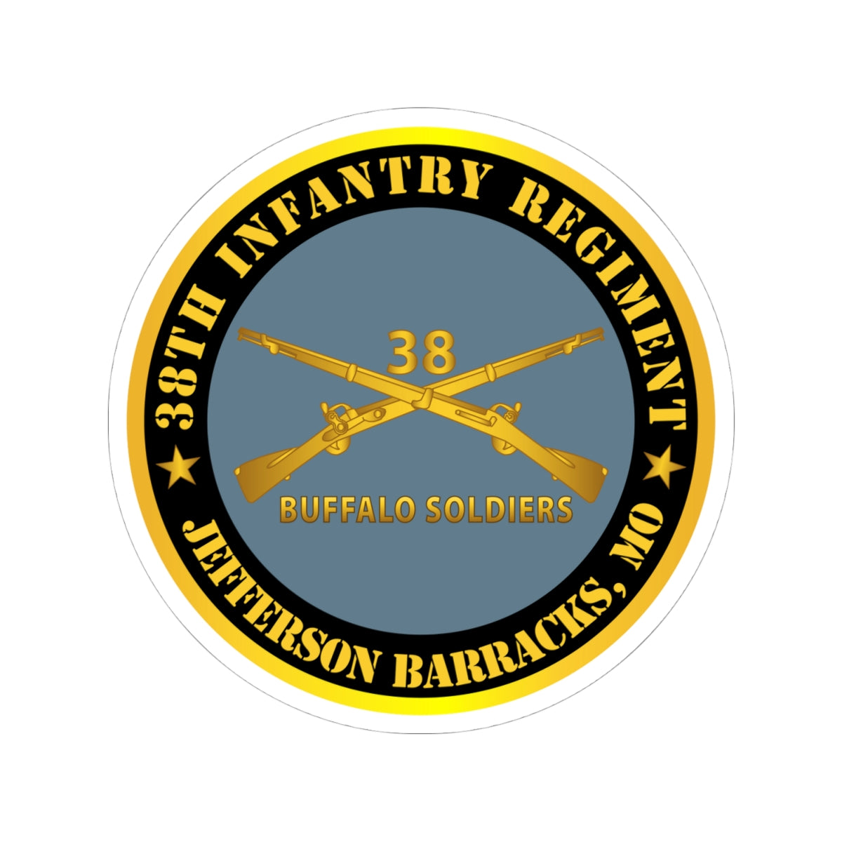 Kiss-Cut Stickers - Army - 38th Infantry Regiment - Buffalo Soldiers - Jefferson Barracks, MO w Inf Branch