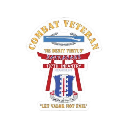 Kiss-Cut Stickers - Army - Combat Veteran - 187th Infantry Regiment - Torii, Rakkasans, Let Valor Not Fail, English, Latin w CIB X 300
