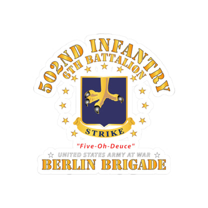Kiss-Cut Stickers - Army - 6th Battalion 502nd Infantry - Berlin Brigade X 300