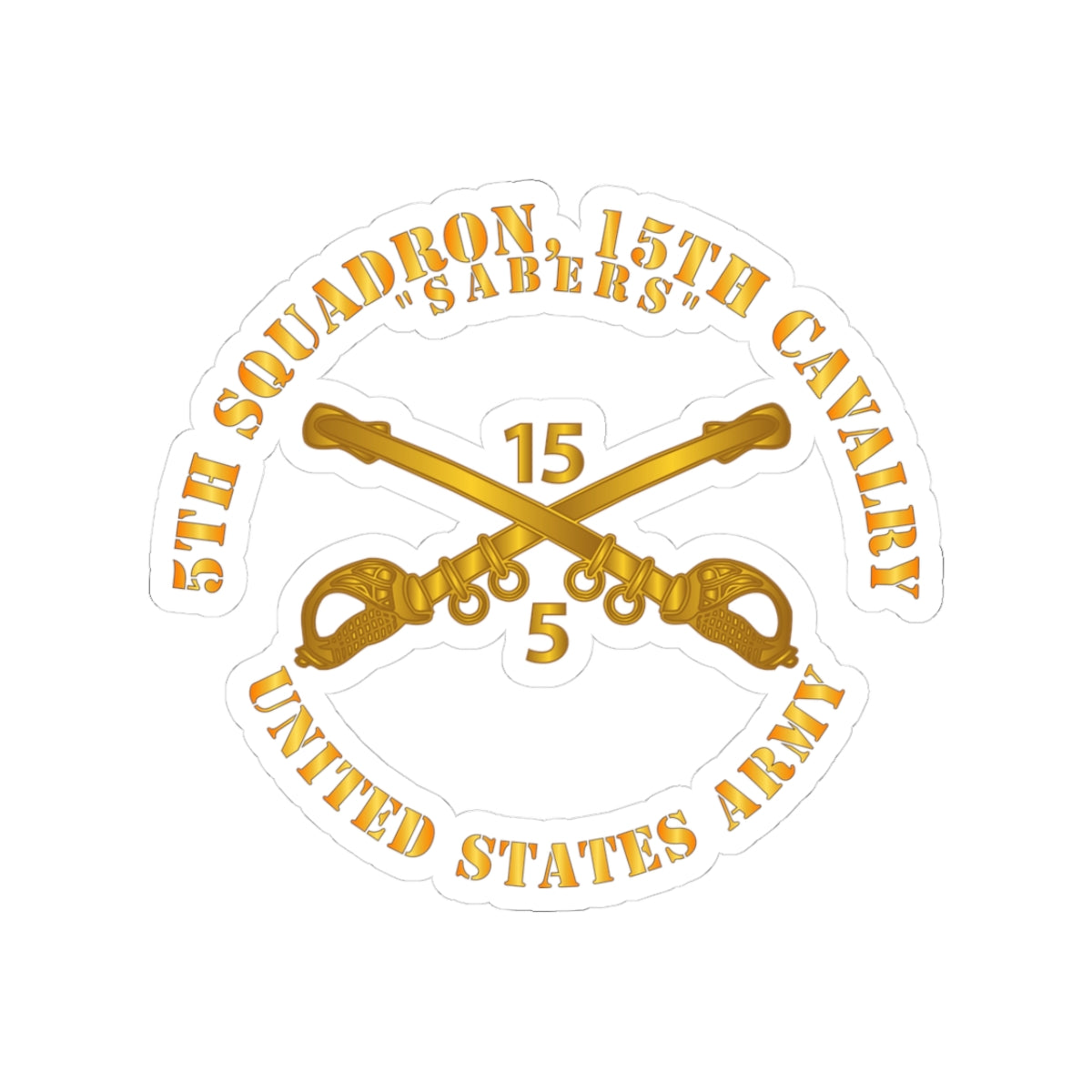 Kiss-Cut Stickers - Army -  5th Squadron, 15th Cavalry - Sabers w Br