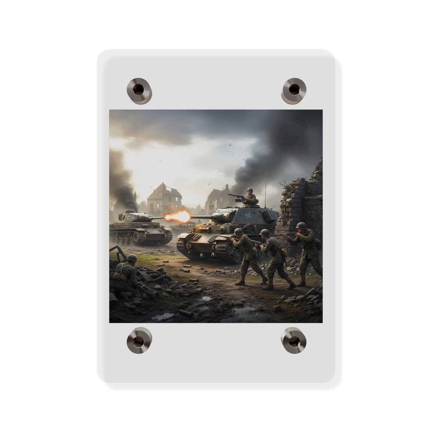 Acrylic Wall Art Panel - Tank Destroyer - M10 Wolverine vs German Panzer Tank