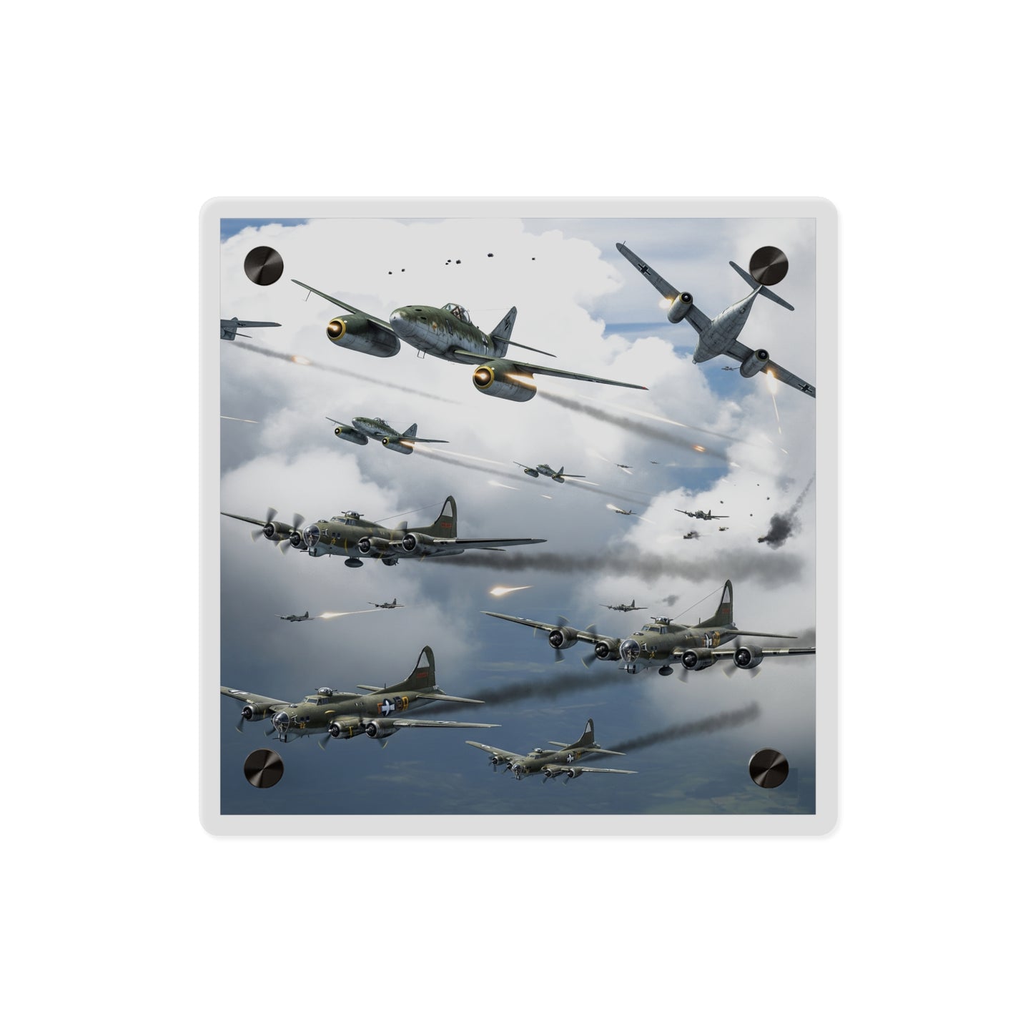 Acrylic Wall Art Panel - German jet fighters attacking US bombing formations