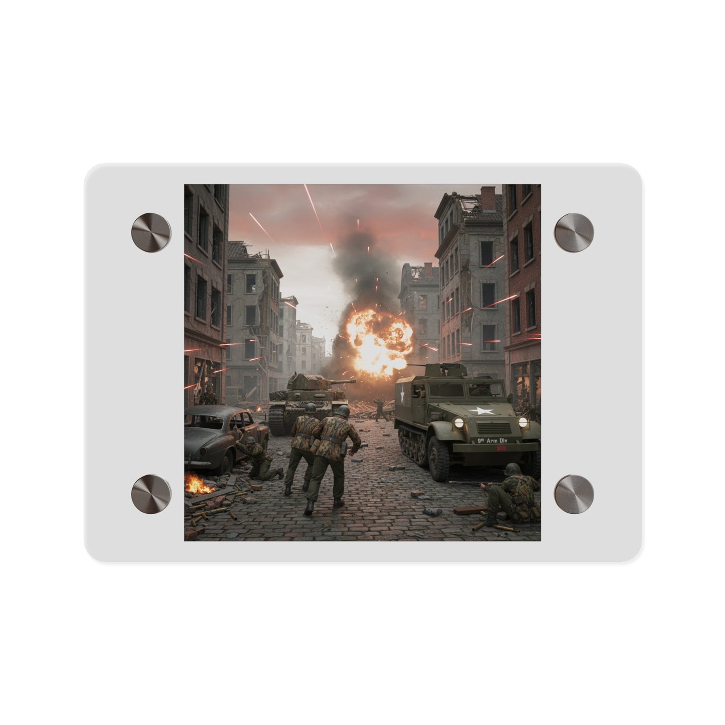 Acrylic Wall Art Panel - M3A1 - 9th Armor Division Attack - WWII